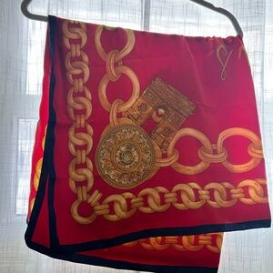 Vintage Red and Gold Paris Print Scarf